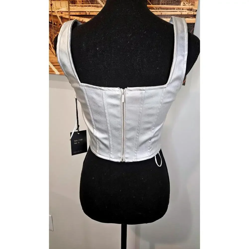 Nwt Japna Elegant Silver Corset Top - Size M - Picture 2 of 4